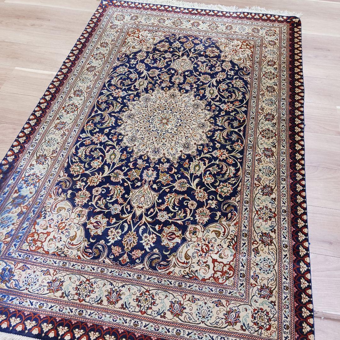 専用 Y3251 高級ペルシャ絨毯 クム産 工房サイン シルク 手織り