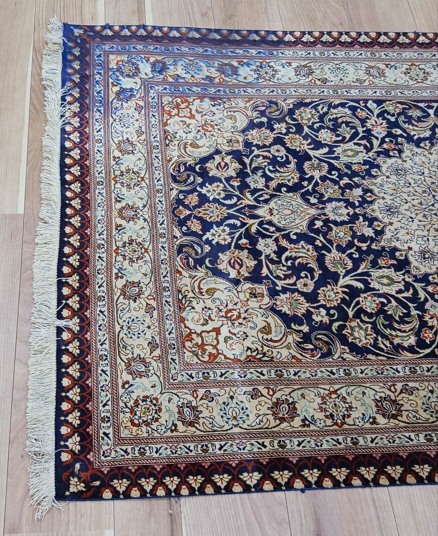 専用 Y3251 高級ペルシャ絨毯 クム産 工房サイン シルク 手織り