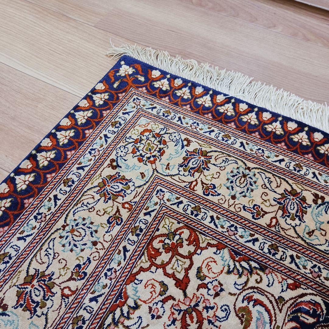 専用 Y3251 高級ペルシャ絨毯 クム産 工房サイン シルク 手織り