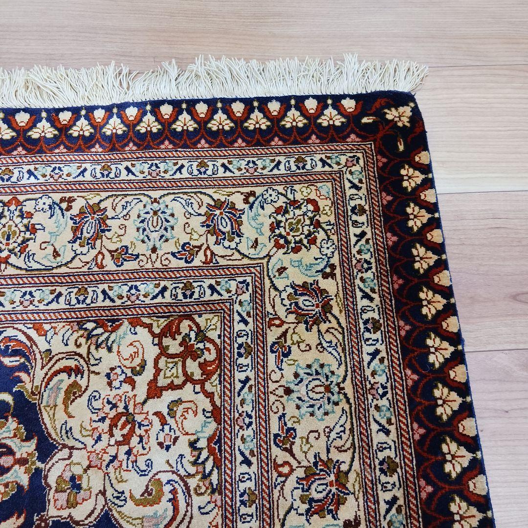 専用 Y3251 高級ペルシャ絨毯 クム産 工房サイン シルク 手織り