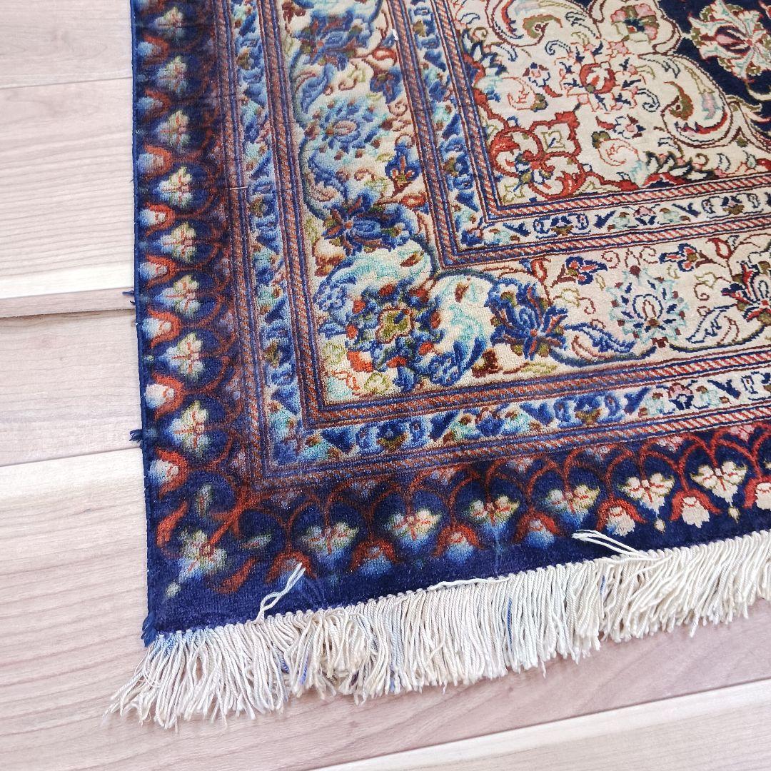 専用 Y3251 高級ペルシャ絨毯 クム産 工房サイン シルク 手織り