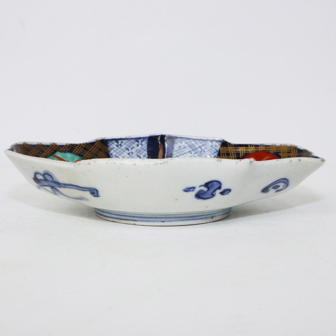 染付 色絵錦手 古伊万里　菱形皿 花鳥 金襴手　①