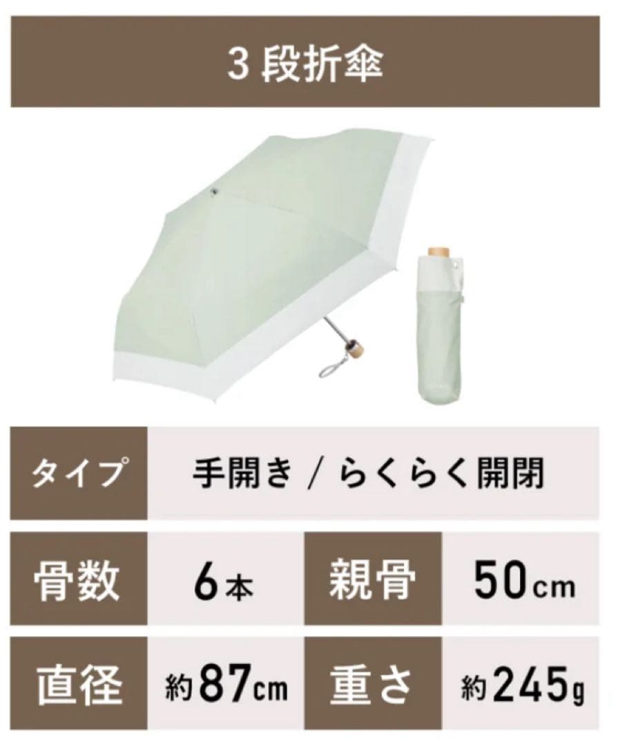 よ*ー様 COKAGEプラス 手開き日傘 3段折りたたみ傘　ラテベージュ