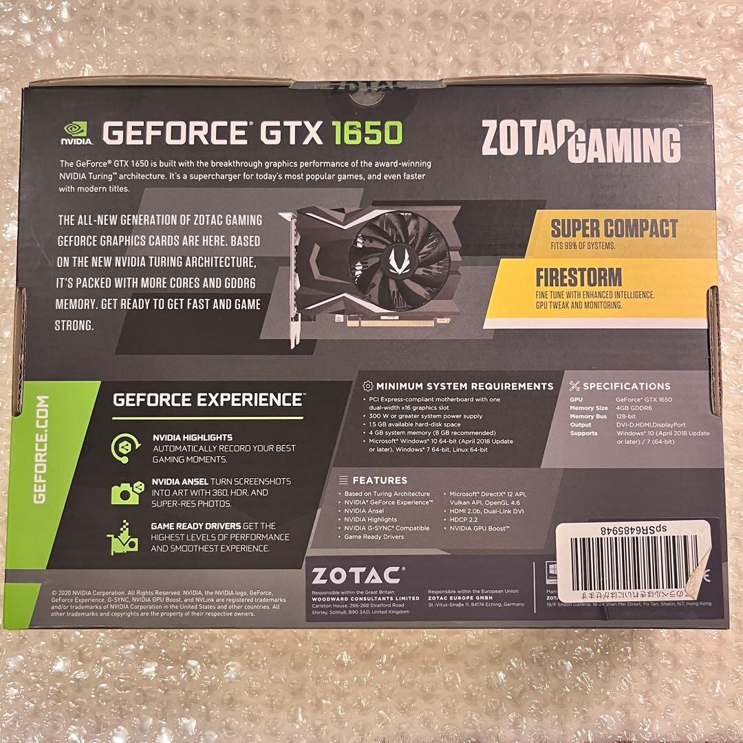 ZOTAC GTX 1650 4GB グラフィックボード