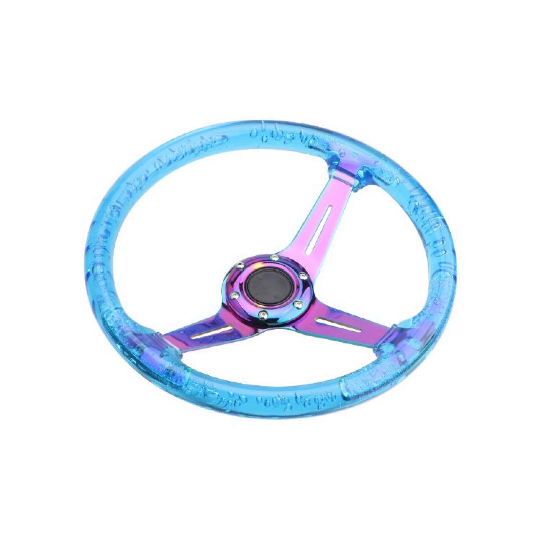 青 3スポーク ステアリングホイール 14インチ