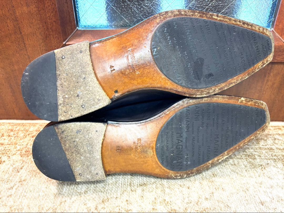 美品MAGNANNI マグナーニEU41(26) ストレートチップ鏡面磨