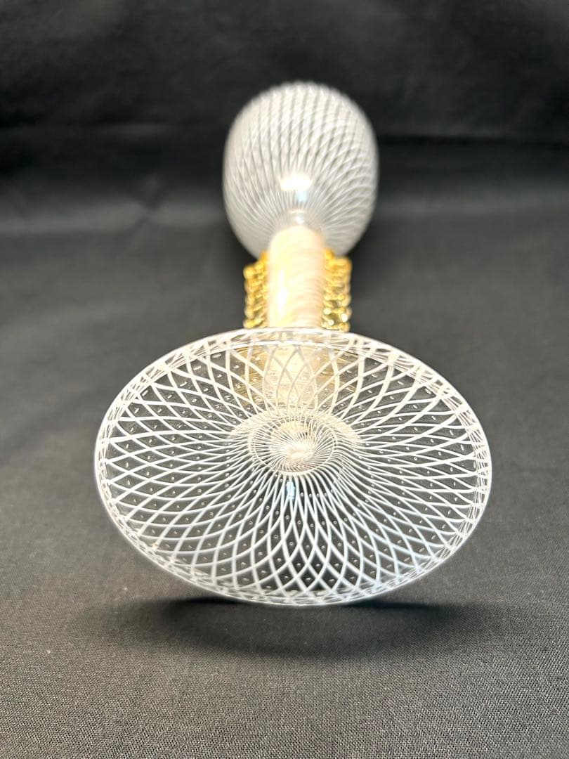 ベネチアングラス Seguso製ホワイトレース柄　ヴィンテージ品　未使用品