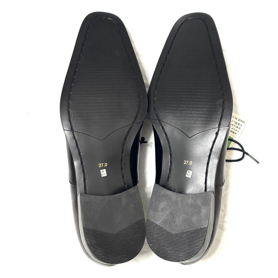 新品 ドレスシューズ メダリオン 本革 革靴 ブラック 27cm ビジネス