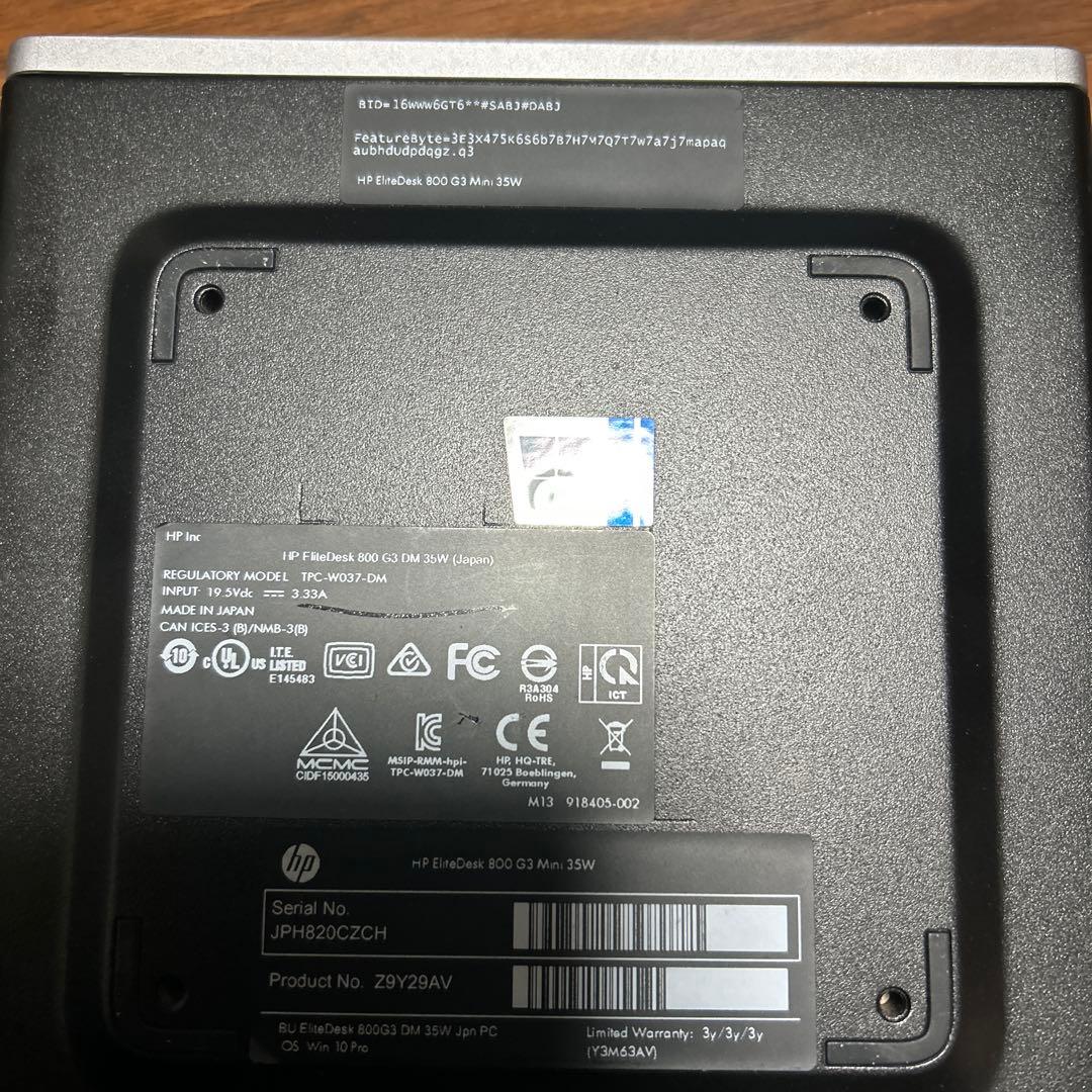 マイクロPC HP EliteDesk 800 G3 i7-6700T 16GB