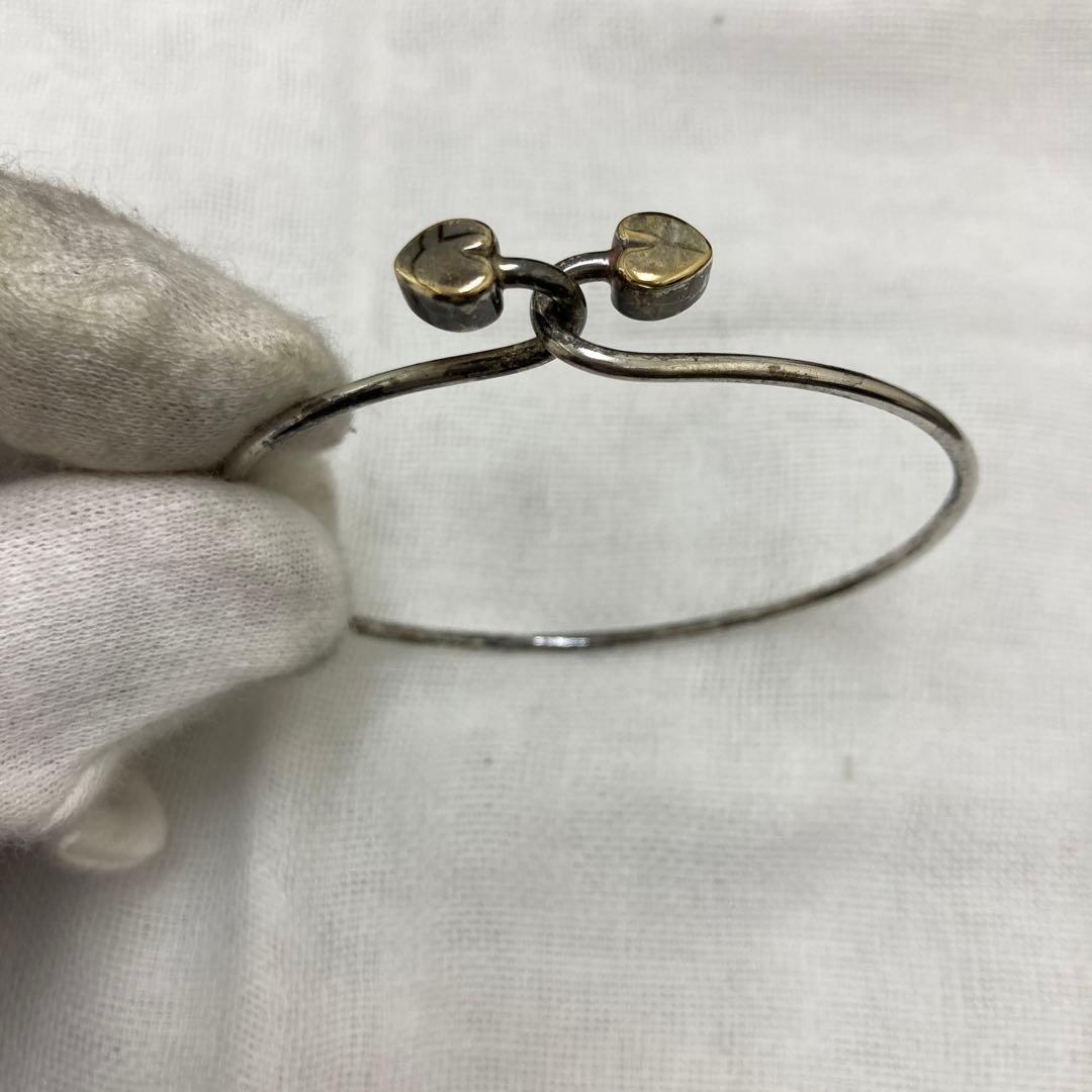 ティファニー　ダブルハートフックバングル シルバー×ゴールド ヴィンテージ