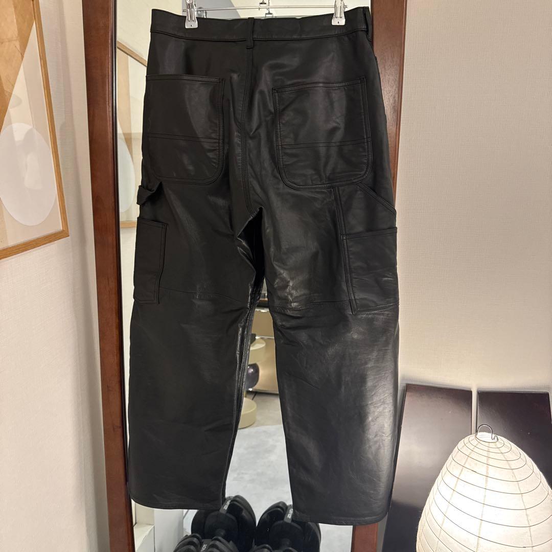 スクーカム　別注　ゴートレザー　ペインターパンツ　黒　ブラック　本革　ワイド