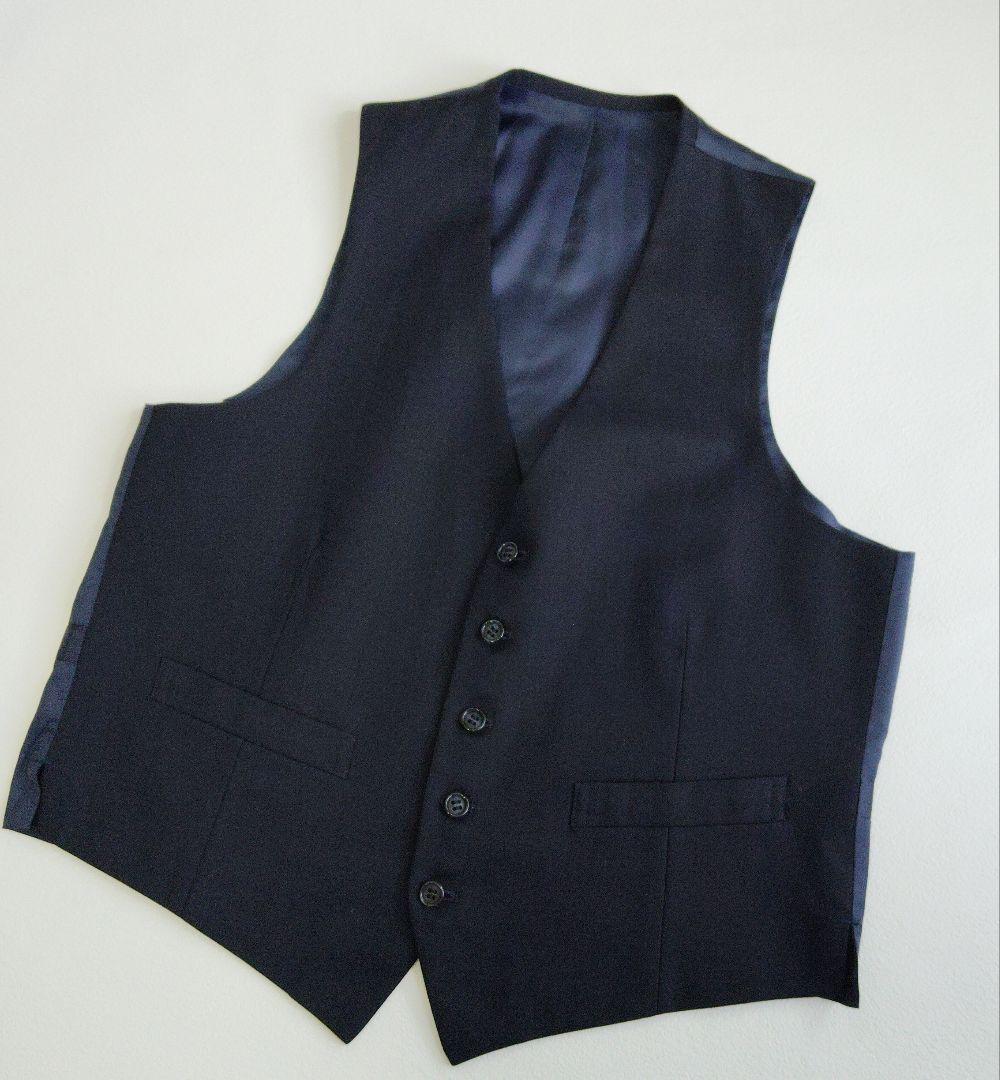 【美品】 AB6 MIYUKI オーダースーツ スリーピース 毛100% 紺