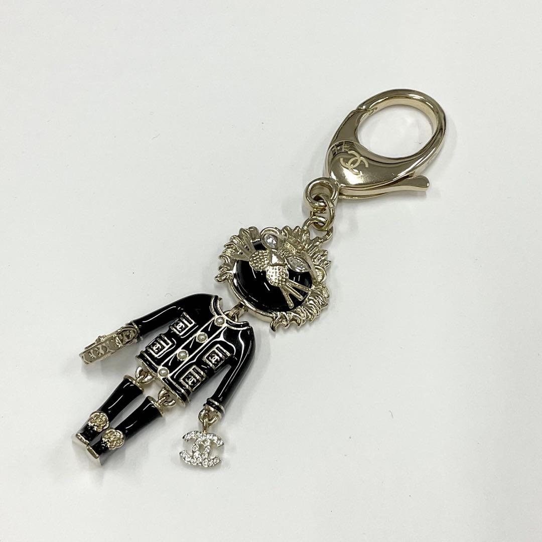 シャネル ココマーク ライオン GP ラインストーン チャーム キーホルダー