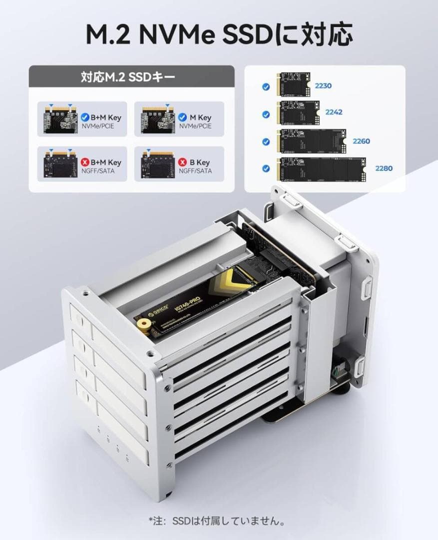 ORICO 40Gbps オールフラッシュSSDケース 4*10Gbps M.2