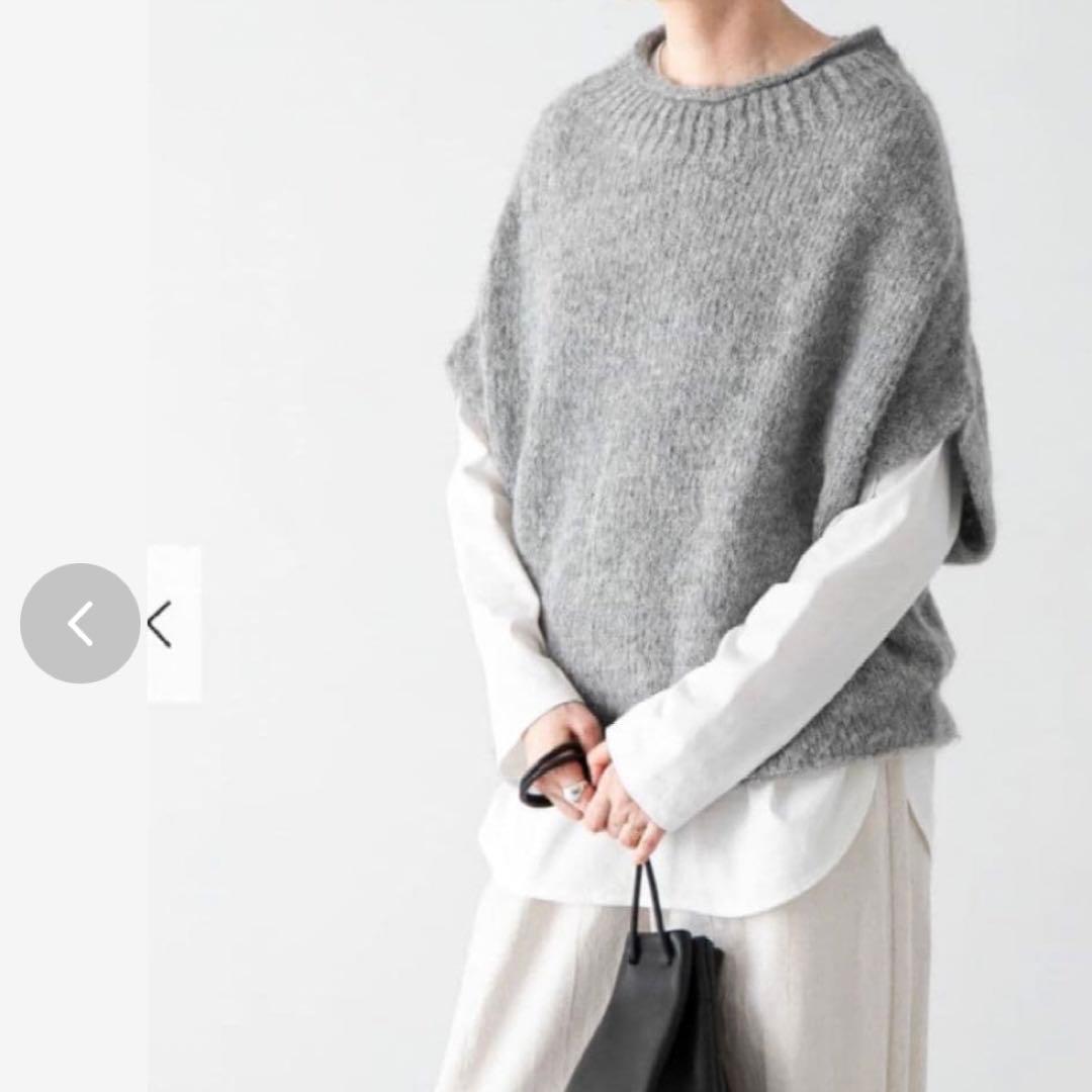 美品 かぐれ 24AW アルパカルーズベスト ゆったり ふわふわ グレー