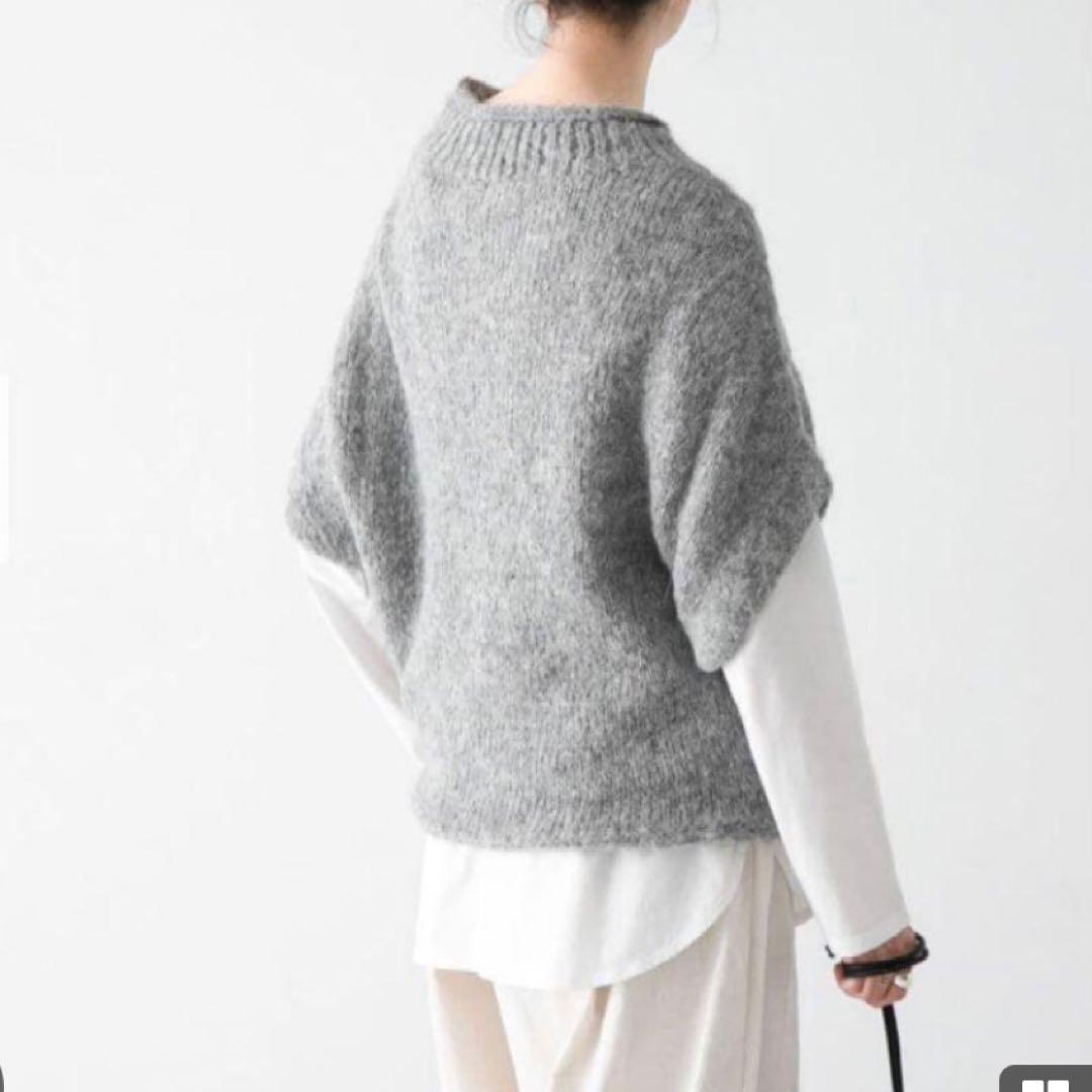 美品 かぐれ 24AW アルパカルーズベスト ゆったり ふわふわ グレー