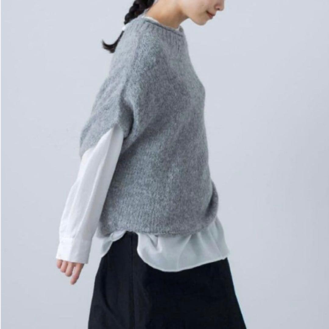 美品 かぐれ 24AW アルパカルーズベスト ゆったり ふわふわ グレー