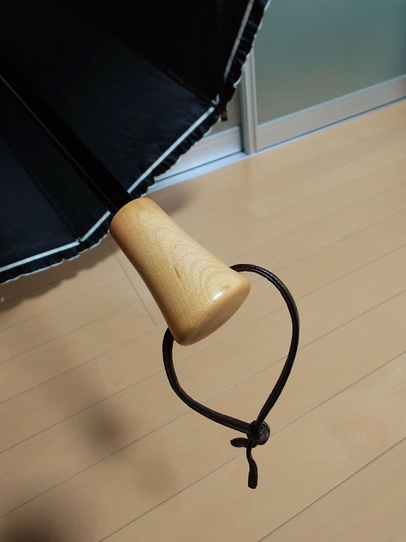 ストライプフリル日傘 収納ケース付き　イエロー