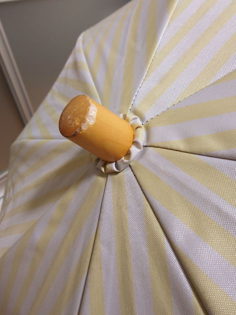 ストライプフリル日傘 収納ケース付き　イエロー
