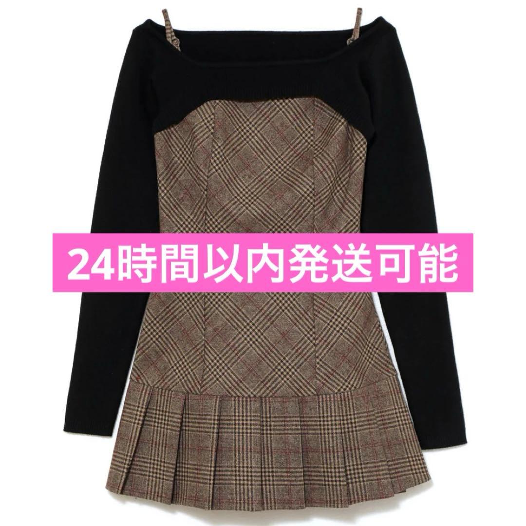 andmary Selena check mini dress ブラウン