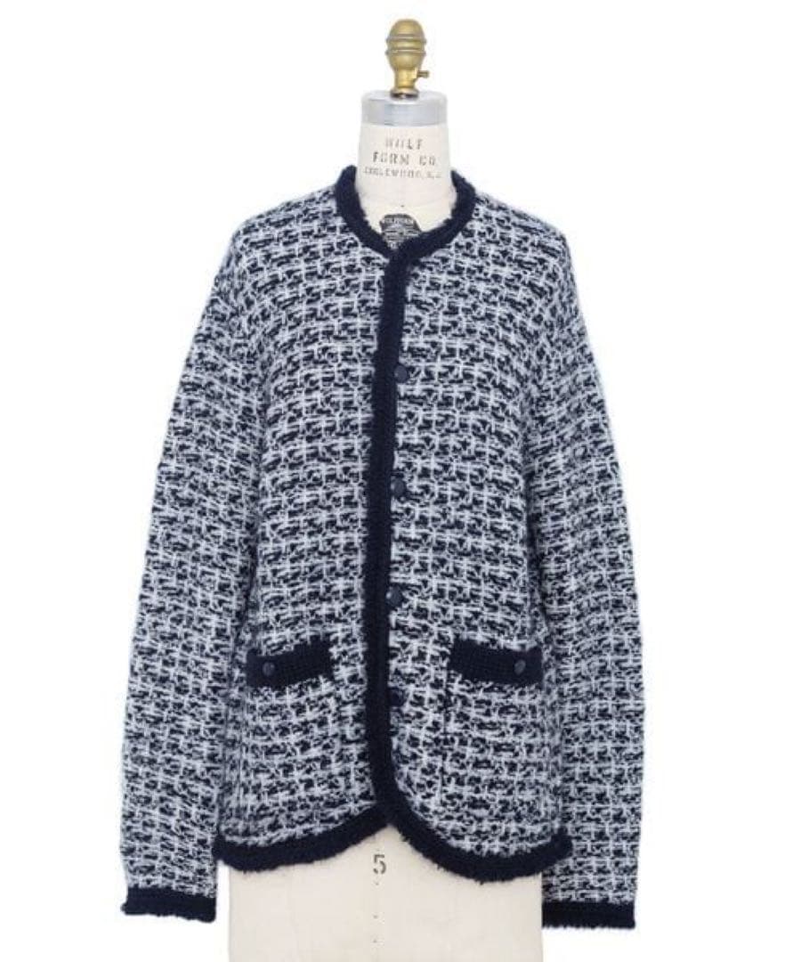 p*@様 セール中！【新品】DRAWERツイードノーカラーニットジャケット