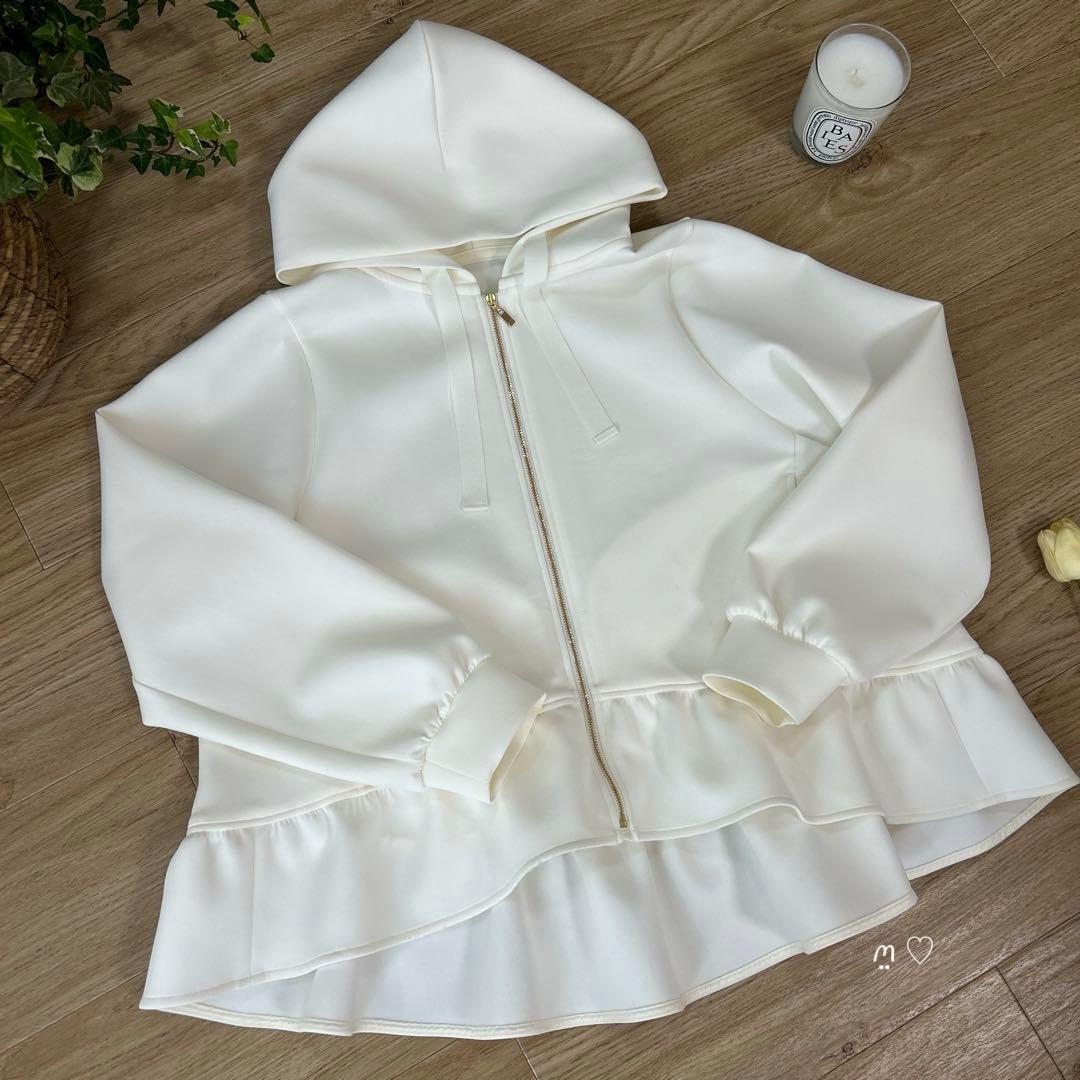 ANAYI　アナイ　ダブルジャージパーカー　38　フード付　ペプラムフーディ