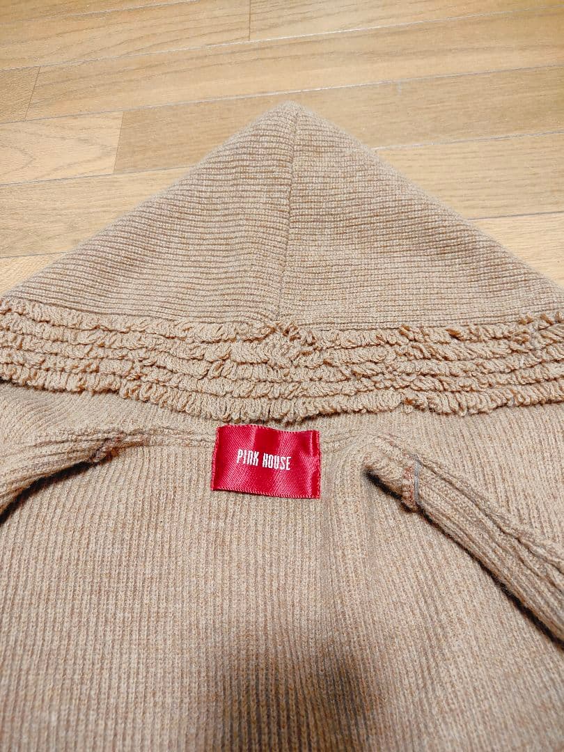 ピンクハウスのくまちゃんモチーフ付きロングカーディガン茶