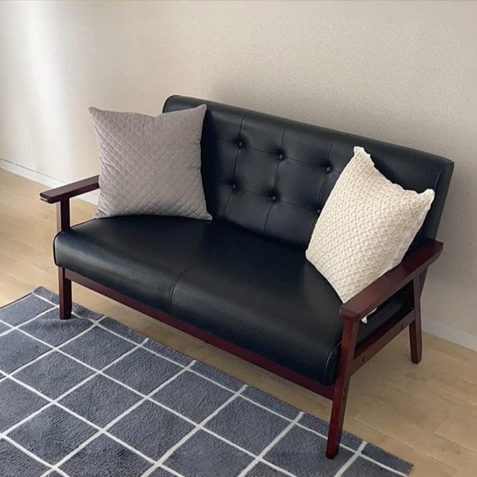 人気再入荷！【新品】2人掛けソファ ソファー　オシャレ　BLACK・ブラック