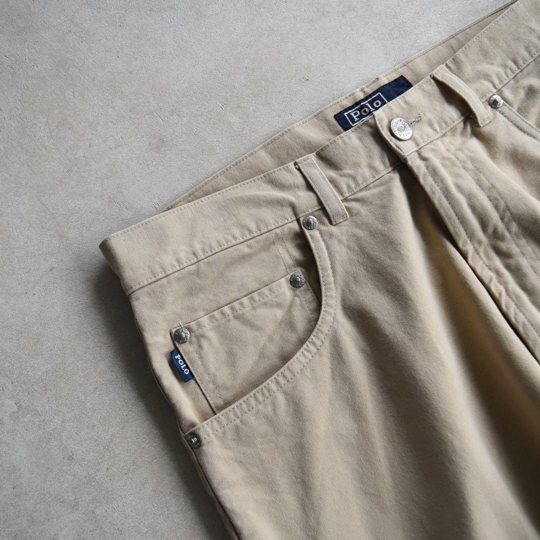 90s ラルフローレン ポロチノ5ポケット コットンパンツ ベージュW32L30