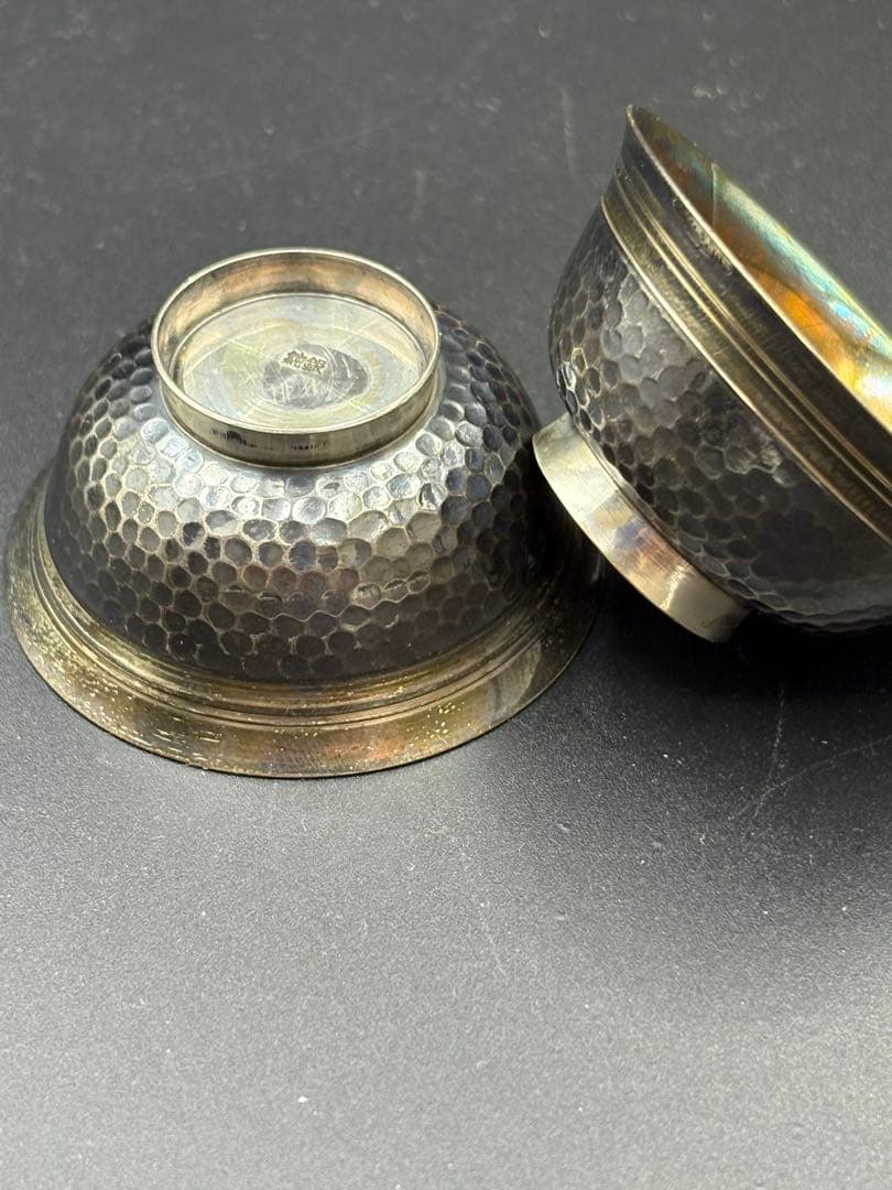 三越 純銀 銀杯 鎚目 酒盃 猪口