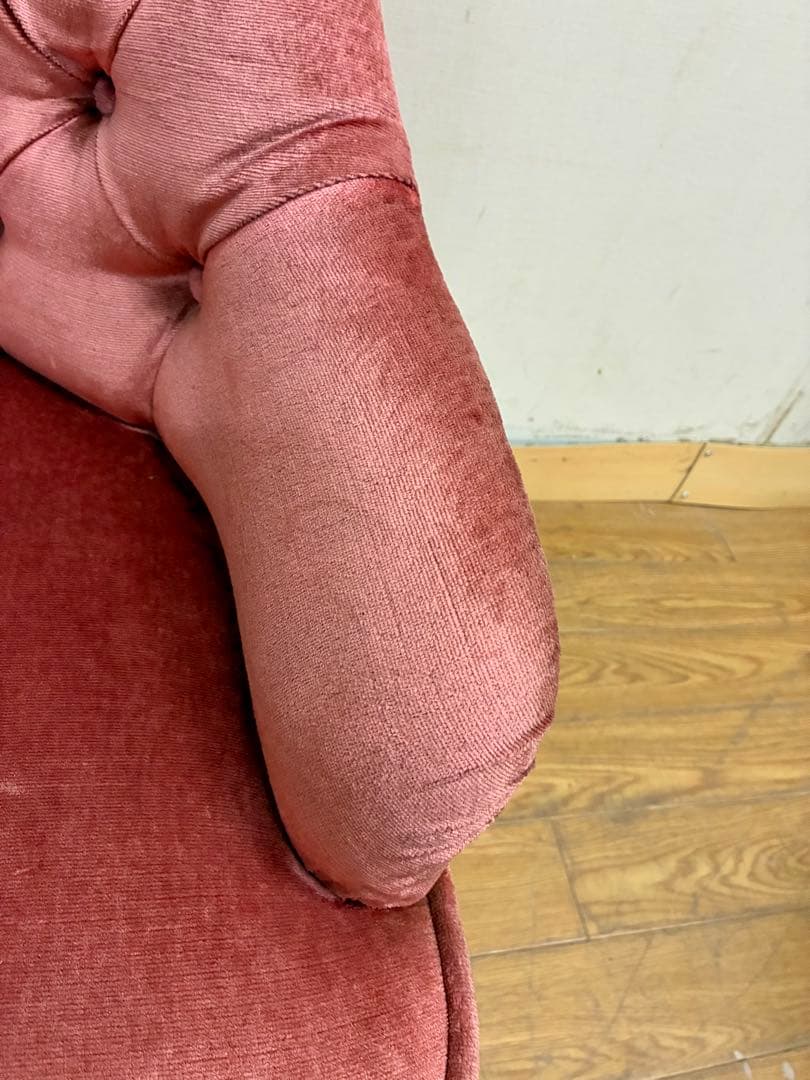 管405☆イタリア製☆アンティーク☆ピンクファブリックソファー