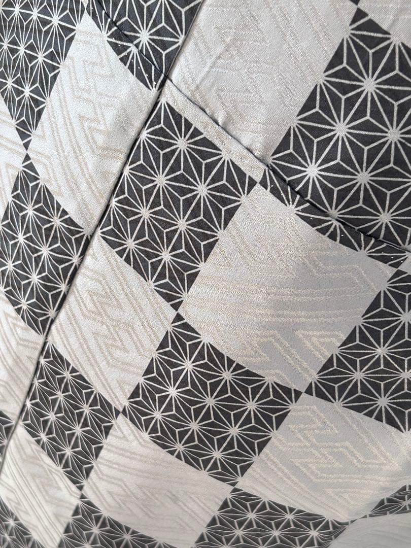 正絹　高級　長襦袢　変わり市松　麻の葉文　袷　ほぼ未使用