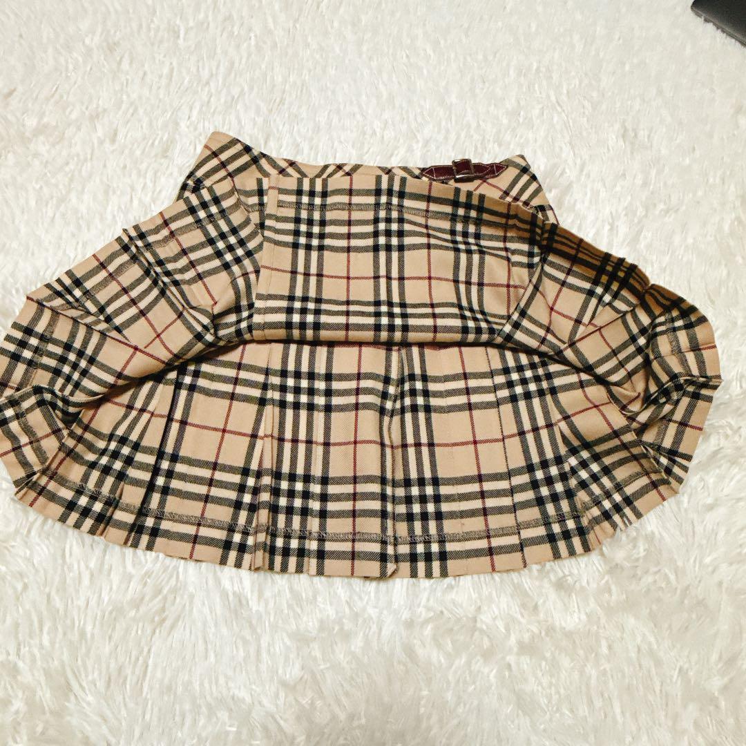 バーバリーブルーレーベル ノバチェック スカート ベージュ ロゴベルト 三陽商会