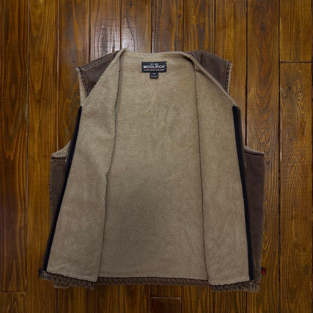 【WOOLRICH ウールリッチ】裏ボア コットンワークベスト Lサイズ