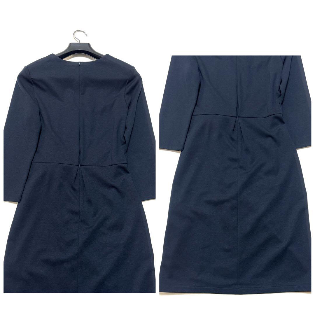【美品】近年 ケイミー ダブルジャージーVネック デイリーワンピース 紺 L