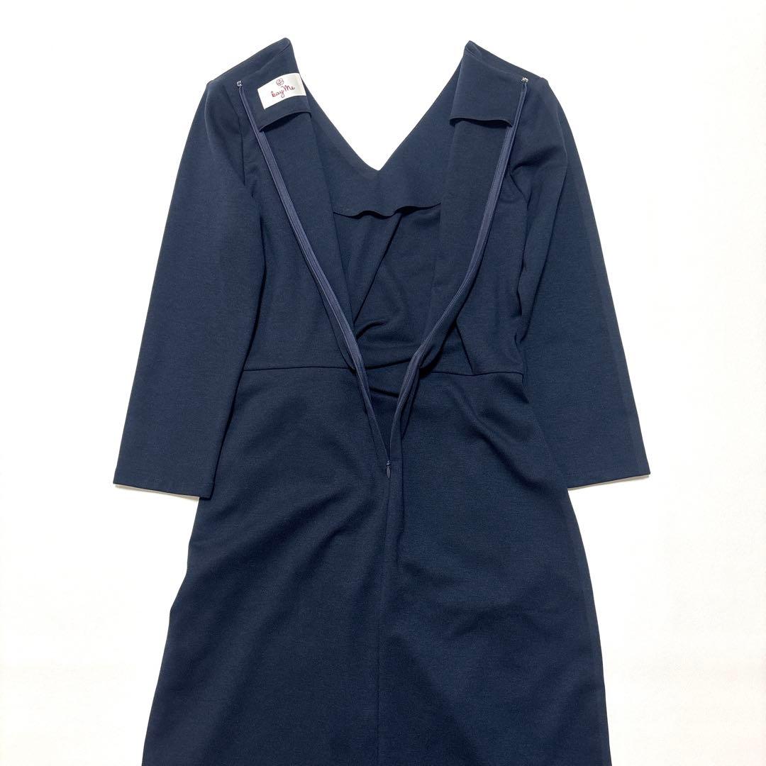 【美品】近年 ケイミー ダブルジャージーVネック デイリーワンピース 紺 L
