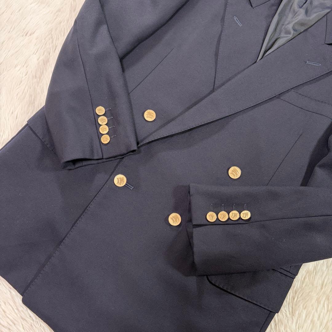 極美品 バーバリー 紺ブレ 刻印金ボタン ネイビー ダブル Lサイズ
