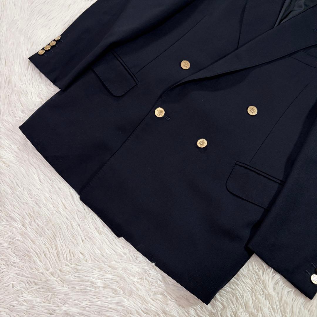 極美品 バーバリー 紺ブレ 刻印金ボタン ネイビー ダブル Lサイズ