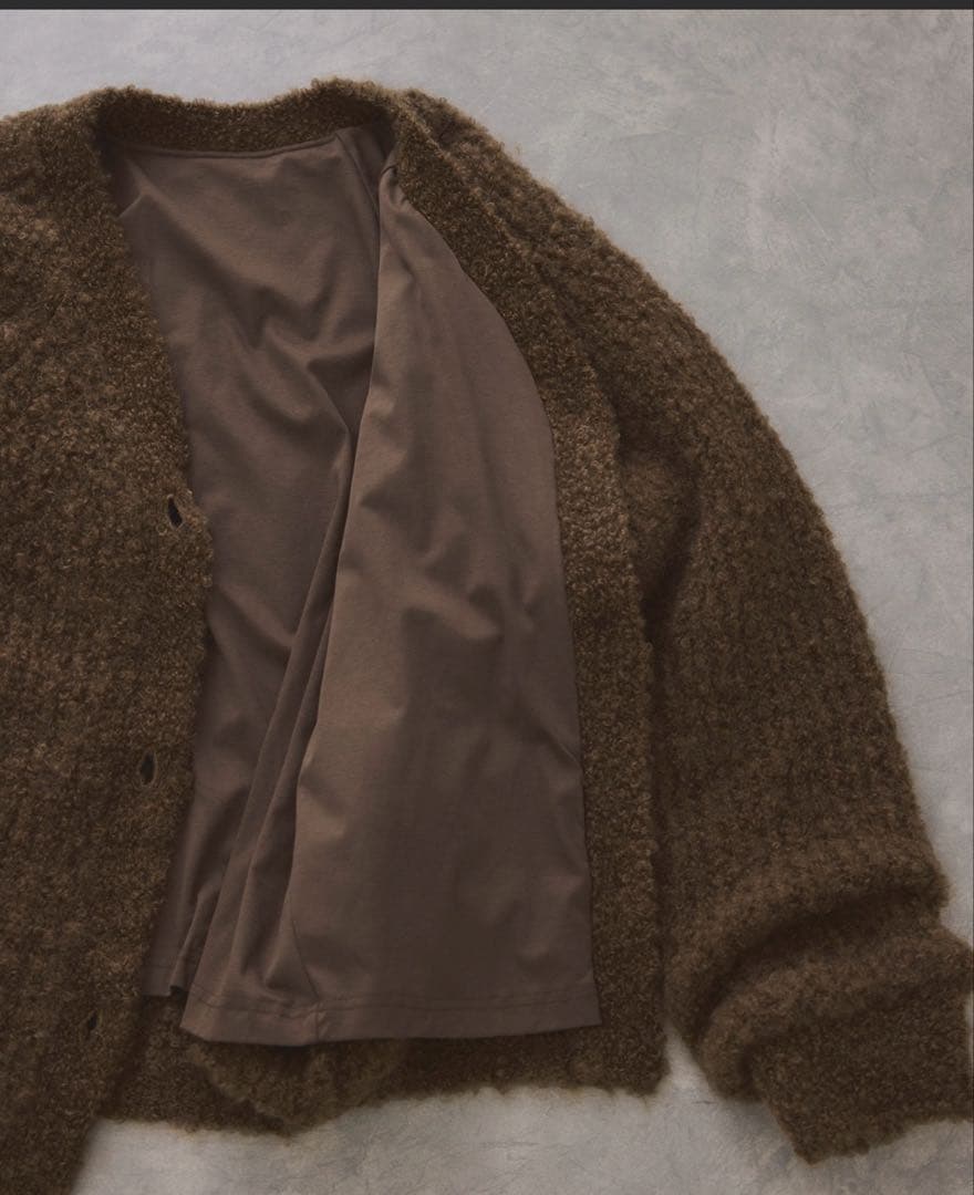 アダムエロペ モヘヤウールニットカーディガンブルゾン