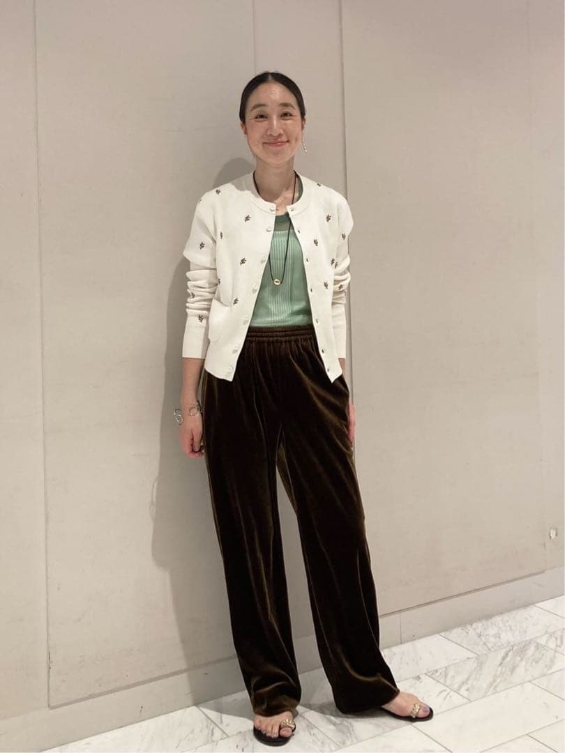 CABaN コットンカシミヤ エンブロイダリークルーネックカーディガン