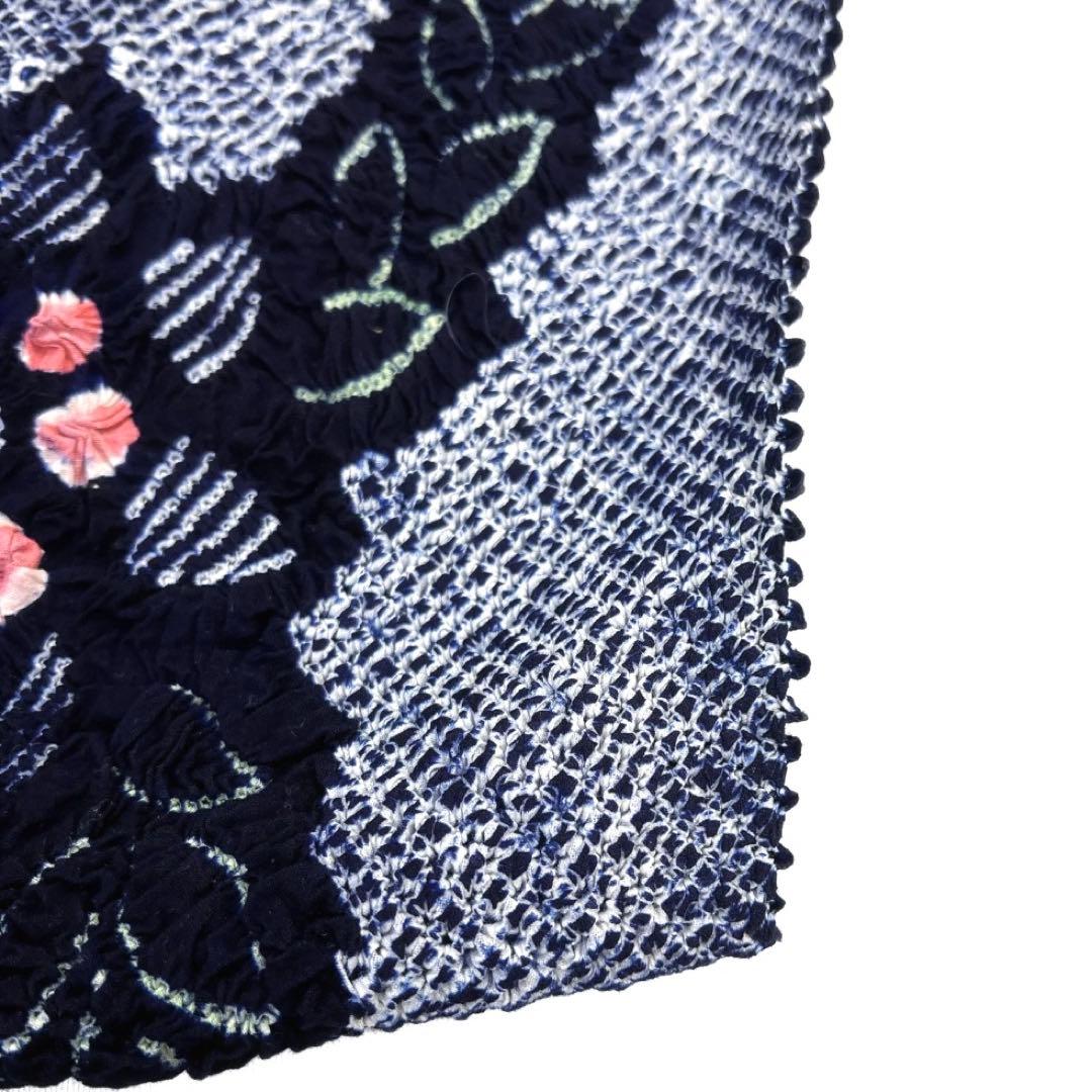 未使用　反物　有松鳴海絞り　浴衣反物　花模様 リーフ　着物　024a d