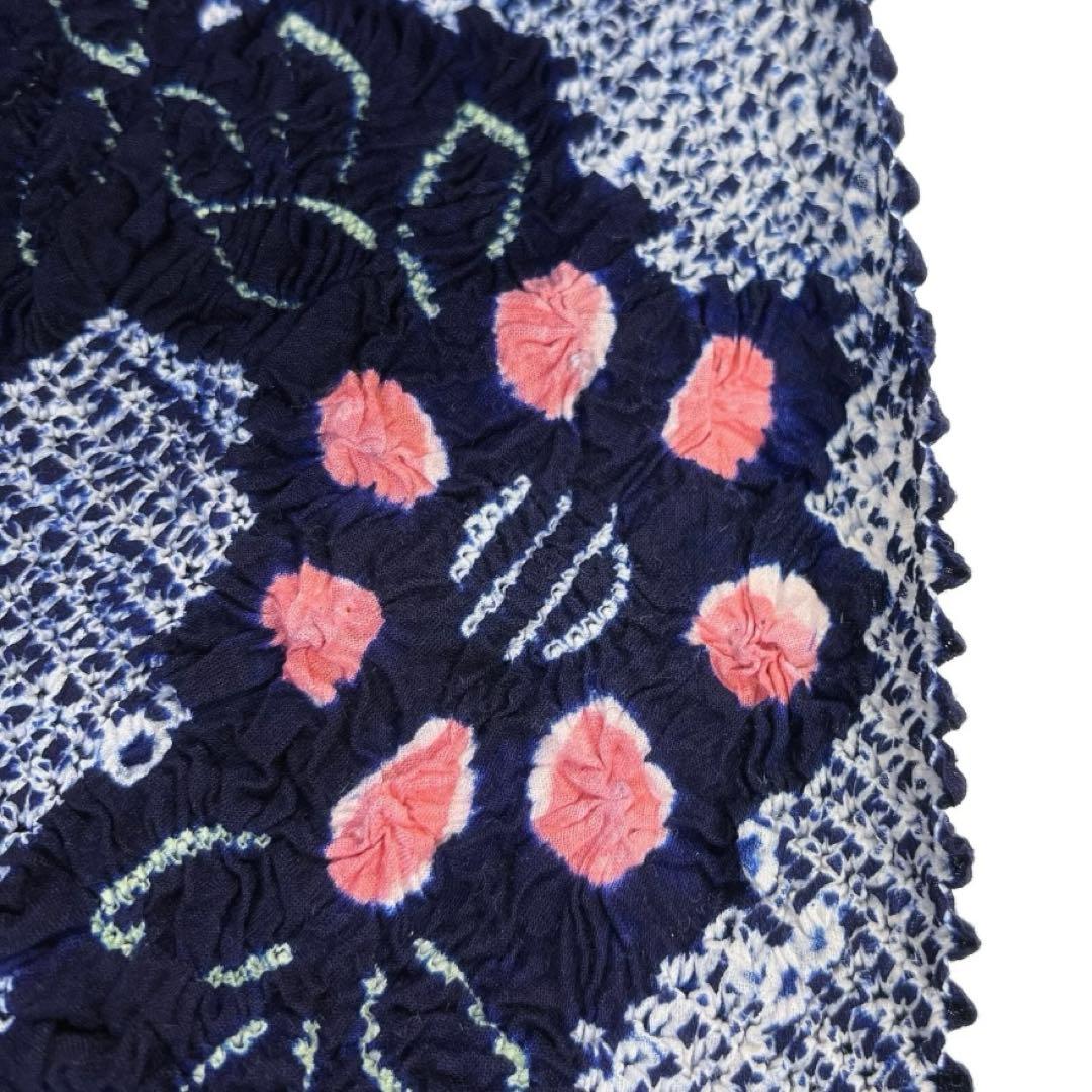 未使用　反物　有松鳴海絞り　浴衣反物　花模様 リーフ　着物　024a d