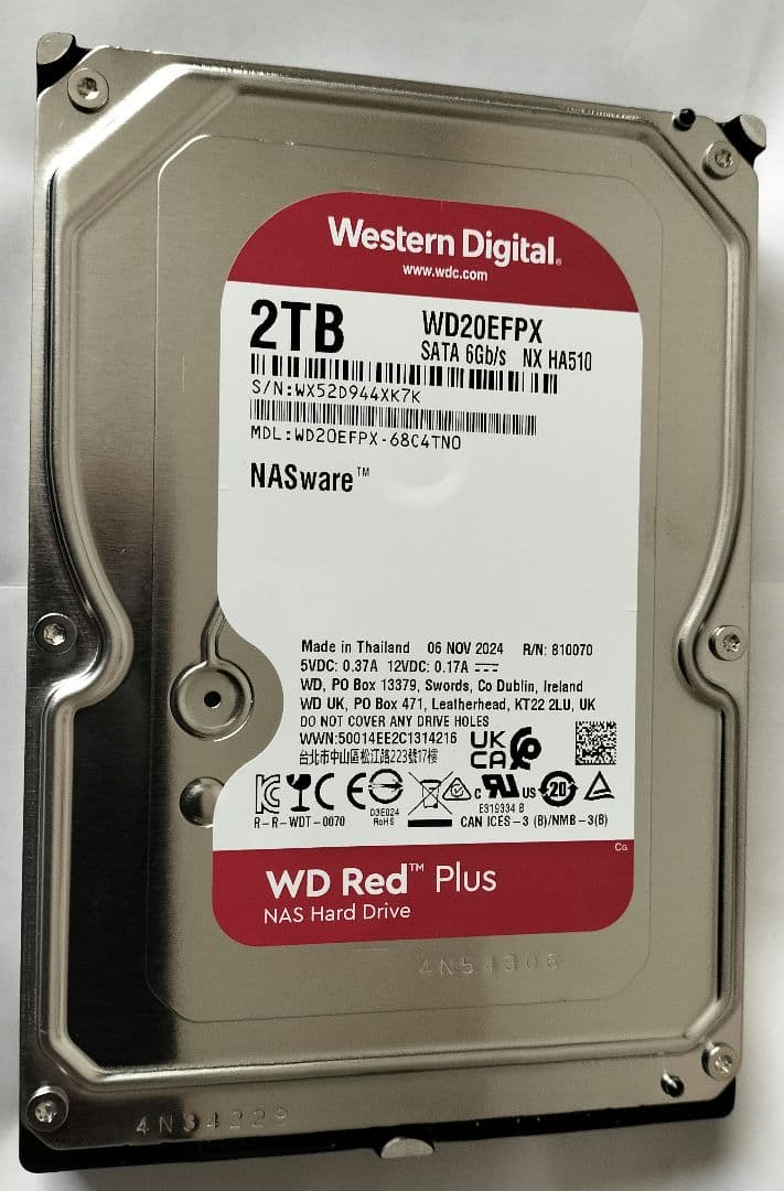 外付けハードディスク・ドライブ Western Digital WD20EFPX 2TB NAS HDD