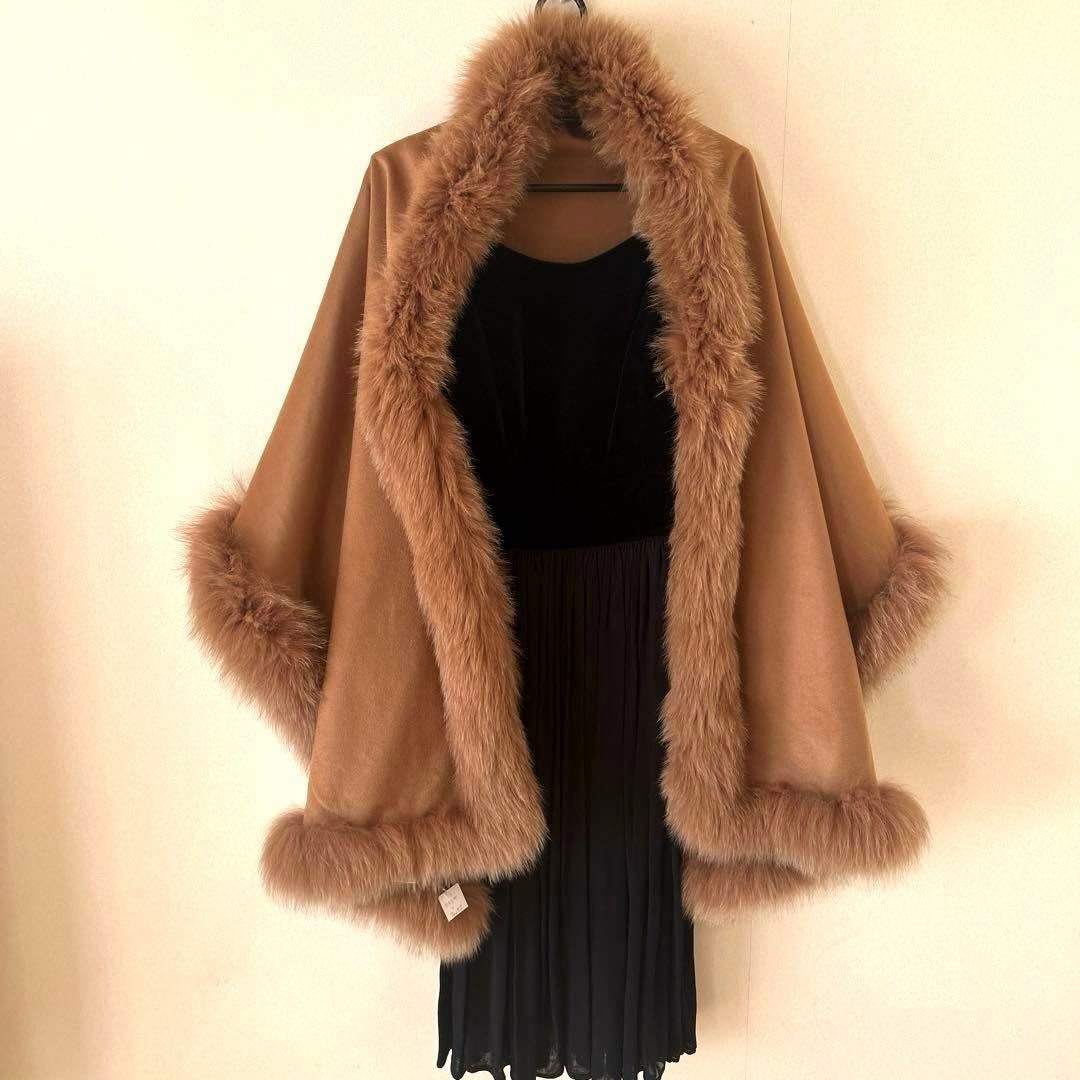 SAGA FURS サガ毛皮・ピュアカシミヤ＆フォックス毛皮大ショールコート新品