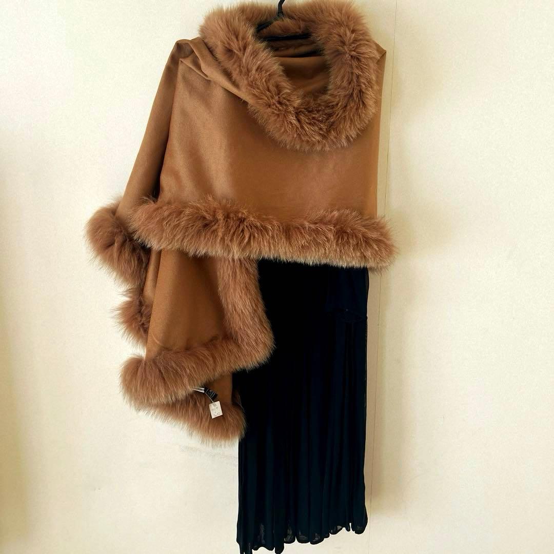 SAGA FURS サガ毛皮・ピュアカシミヤ＆フォックス毛皮大ショールコート新品