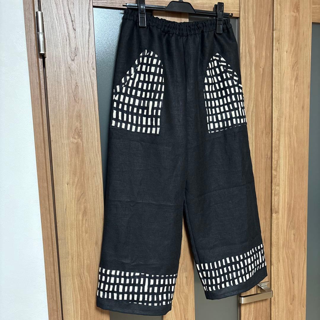 ミナペルホネン　sora check イージーパンツ　ハンドメイド