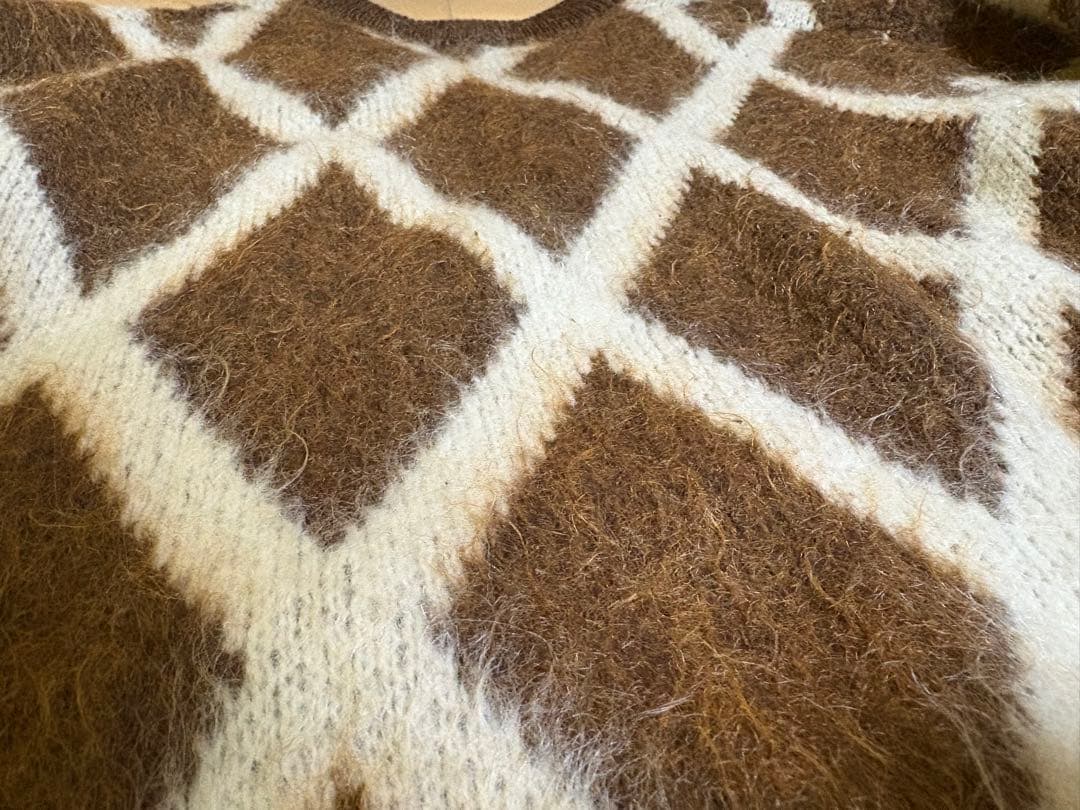 ヤ*ナ様 60s 70s モヘアニット モヘア Vネック アーガイルmohair