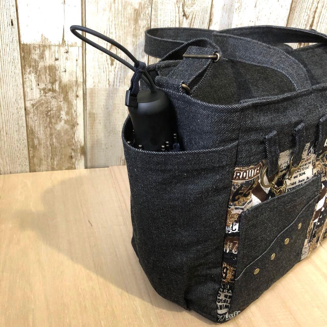 ひめ　トートバッグ　ハンドメイド 2個セット　①黒×AG②黒×S