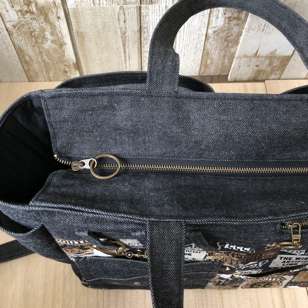 ひめ　トートバッグ　ハンドメイド 2個セット　①黒×AG②黒×S