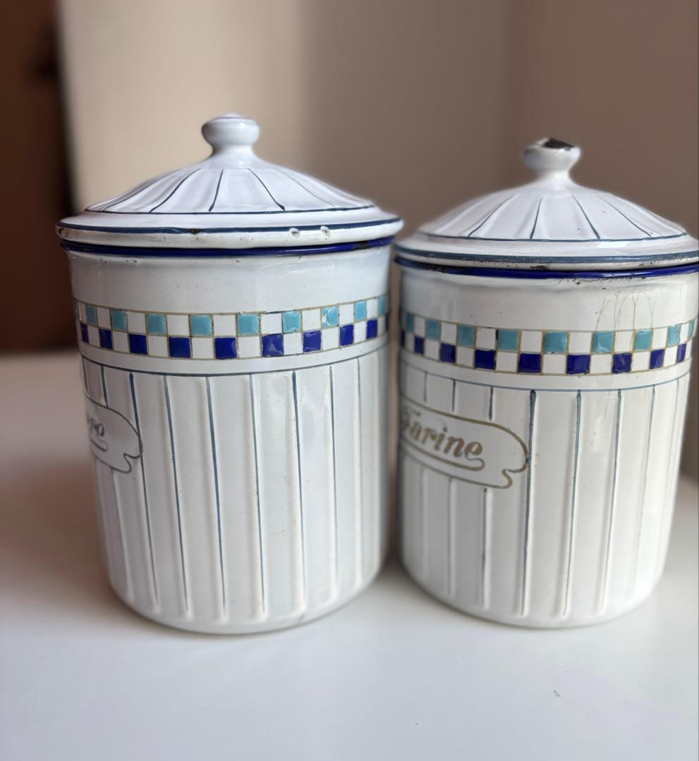 B.B社製 ホーロー キャニスター 2個セット